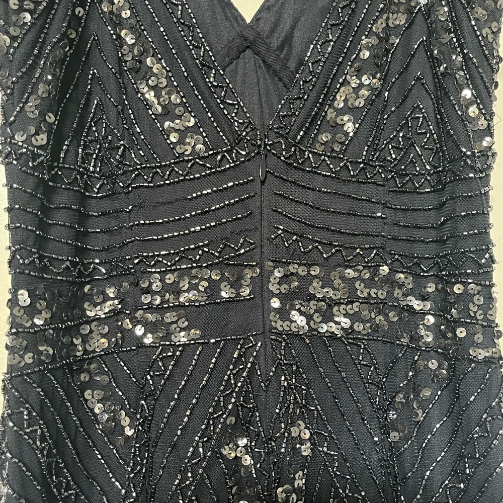 Spaghetti Strap V-Neck Beaded Long Dress - Picture 3 of 4